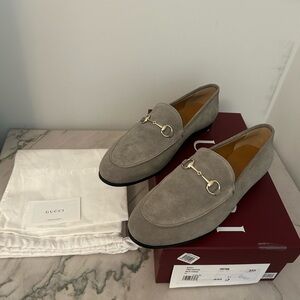 Gucci Jordaan Gray Suede Loafers size 41